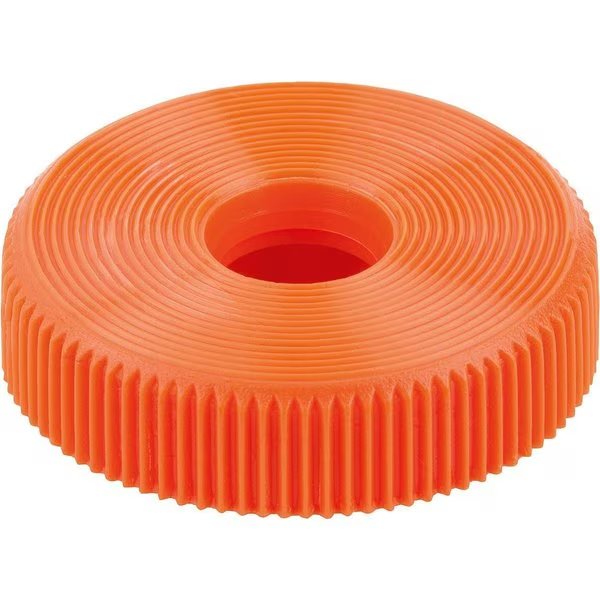 Knurled Knob For Hex Bolt D1=36 H=10, Form:A Pom, Orange, For=M10, Sw=17, Kipp, Mfr#: K1138.01100